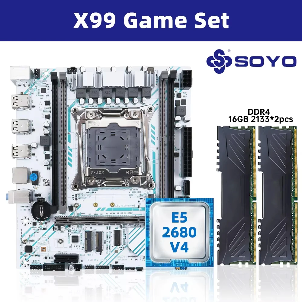 SOYO X99マザーボード LGA 2011-3 セットキット Xeon E5 2680 V4