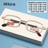 Ahora Metal Frame Glass Lens Presbyopia Reading Glasses Men Women Fashion Square Eyeglasses +0.5+0.75+1.0+1.25+1.5+1.75+2.75~+6 1