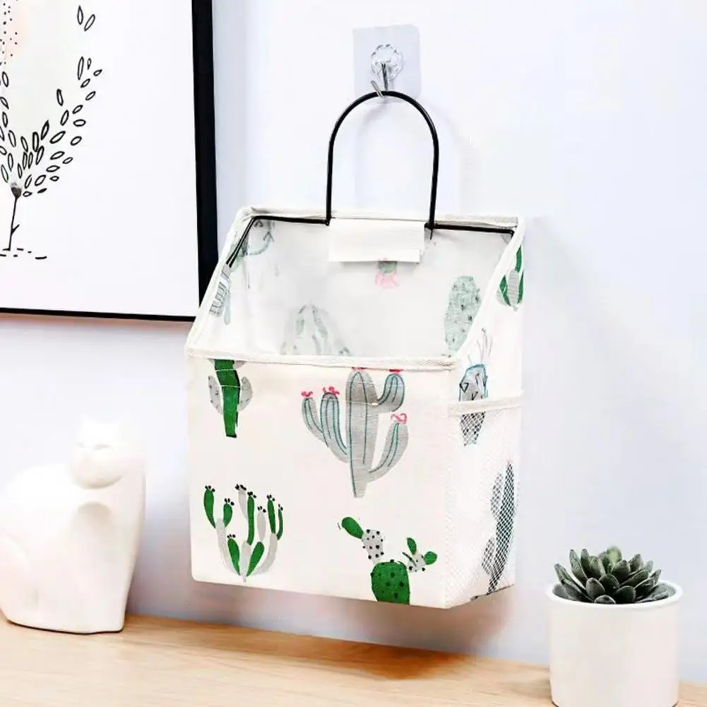 

Hanging Storage Bag Durable Storage Bag Decorative Wall Hanging Storage Baskets with Pineapple Cactus Print Ideal for Kitchen