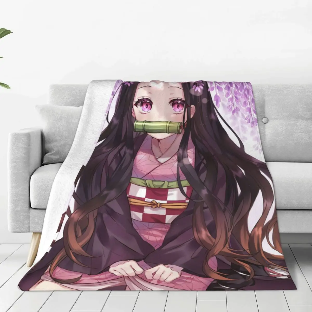 Demon Slayer Anime Kimetsu No Yaiba Knitted Blankets Kamado Nezuko
