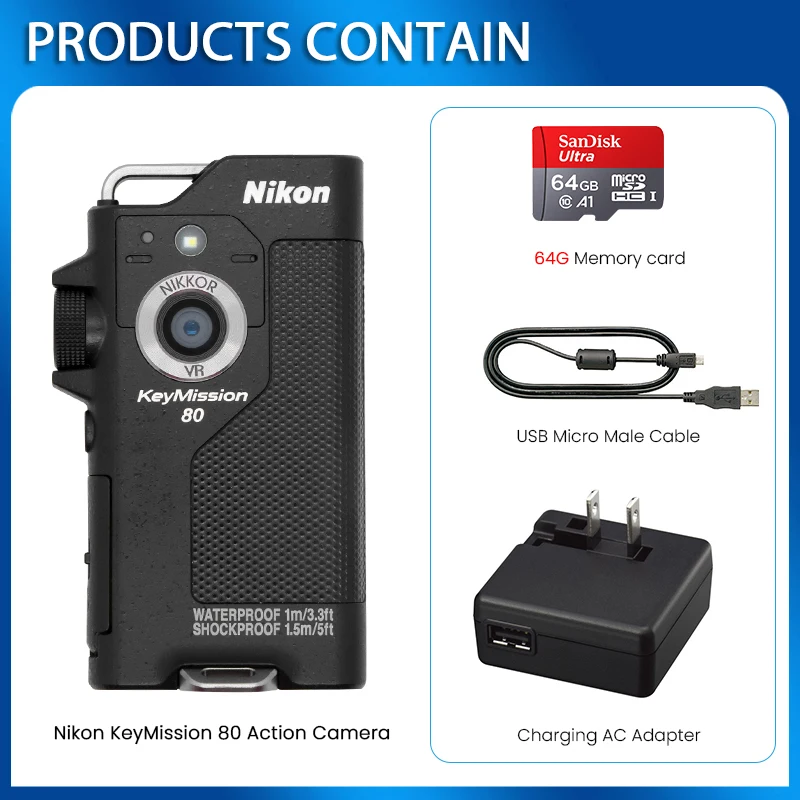 Nikon KeyMission 80 Mini Digital Camera VR stabilization 12MP