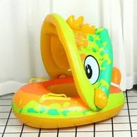 Inflatable Baby Swim Ring Seat Floating Sun Shade Toddler Swim Circle Outdoor Swimming Pool Bathtub Beach Party Summer Water Toy 2