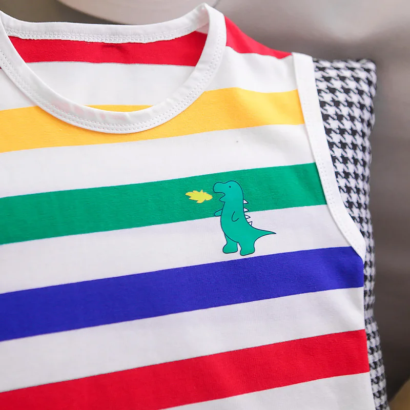 LJW 2022 Cartoon infant Suits Baby Clothing Set for Boys Girls Cute Summer Casual Clothes Set Striped Top+Shorts Kids Clothes Baby Clothing Set near me