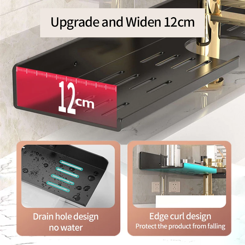 bathroom rack bathroom shelf toilet storage rack toilet kitchen space aluminum hang on the wall punch-free rack 5