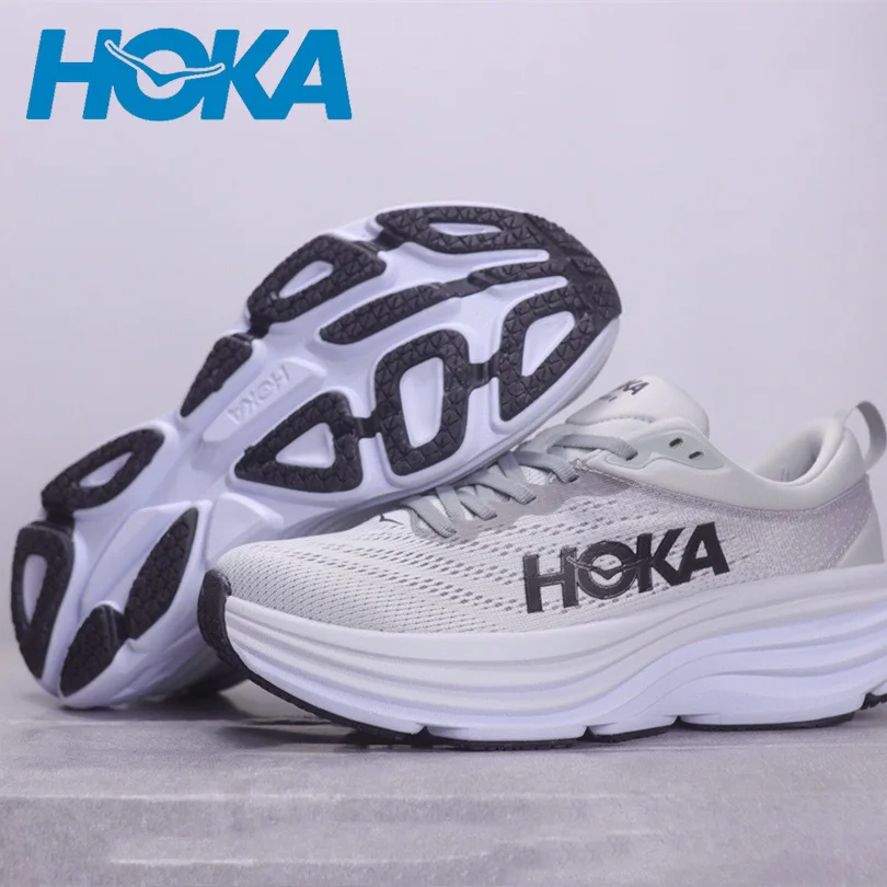 HOKA Men Sneakers Bondi 8 Lightweight Cushioning Outdoor Running Shoes Marathon Trail Running Shoes Elastic Women's Casual Shoes