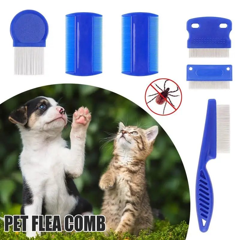 6 PCS Cat Combs with Durable Dense Teeth Flea Brush Flea Combs for Removing Fleas Lice Cleaning Tear Stains Floating Hair