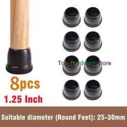 Protective TPE Silicone Chair Leg Covers with Felt - 8 Pack, Floor - Saving Furniture Leg Caps (L - Round Dark Brown)