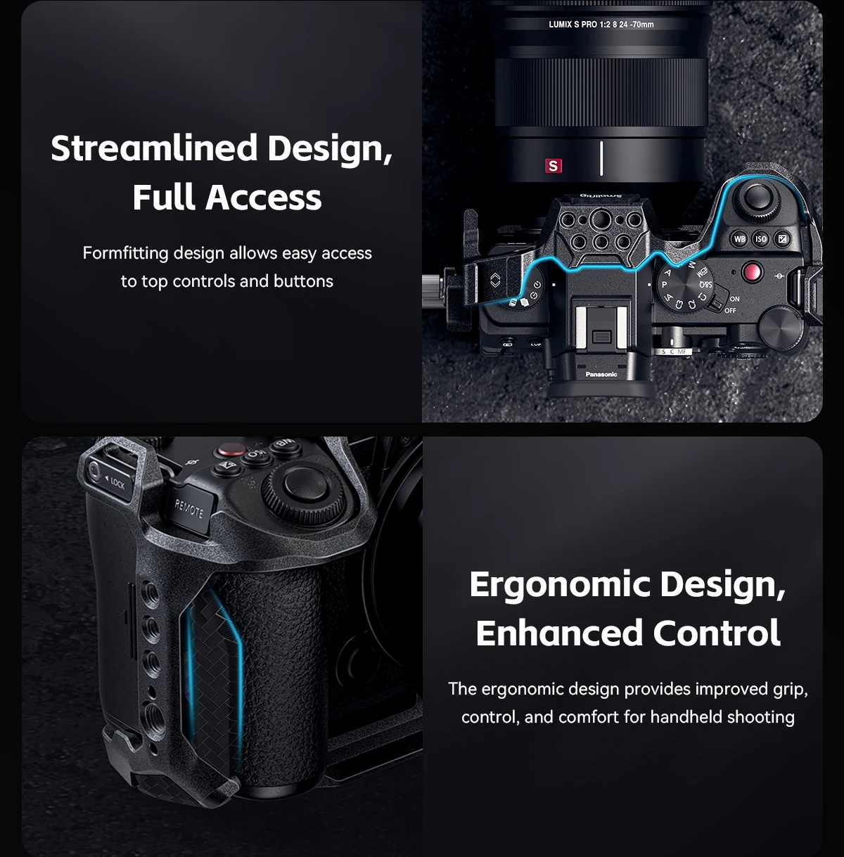 "Black Mamba "Cage Kit for LUMIX G9ii / S5ii / S5iiX Built-in Arca-Swiss Quick-R