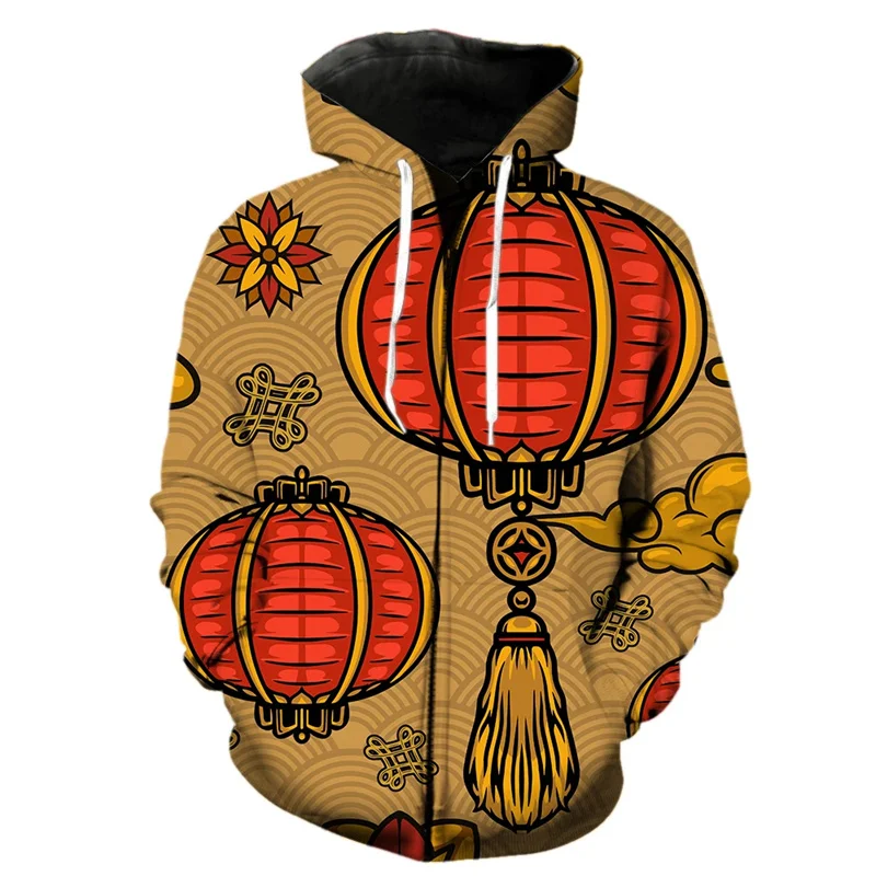Sudadera con capucha y cremallera con estampado 3D retro de Orient Cobra Dragon para hombre, sudadera de manga larga a la moda, sudadera con capucha estilo Harajuku