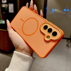 Enhanced Magnetic Shockproof Charging Cover - Solid Color Design - Galaxy A18 (Orange)