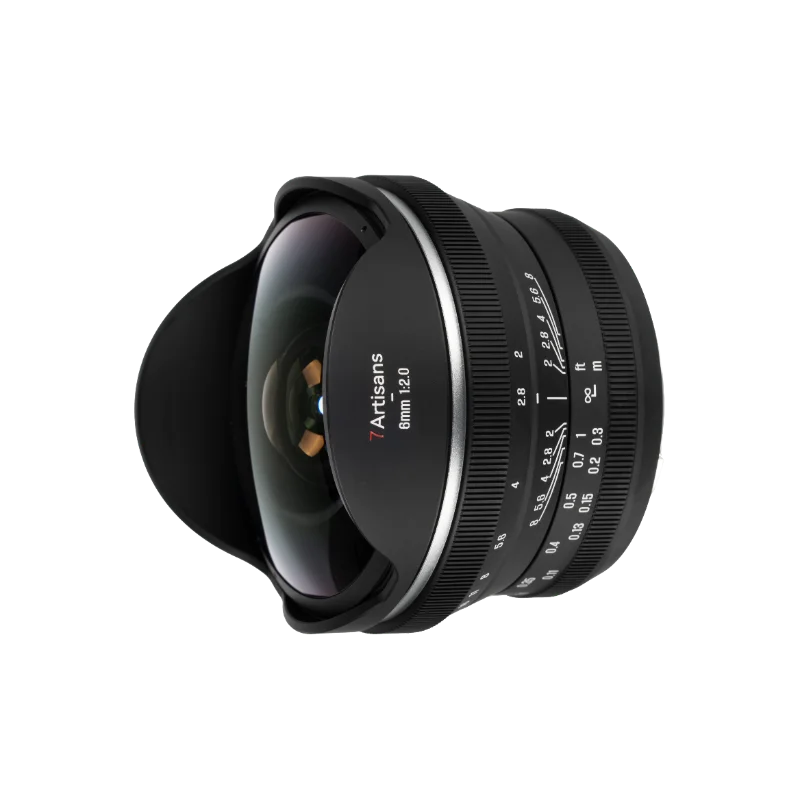 7artisans 6mm F2.0 어안렌즈 APS-C 수동 초점 카메라 렌즈 (캐논 RF, E, 니콘 Z, 후지필름 XF, M/43 마운트 카메라용)