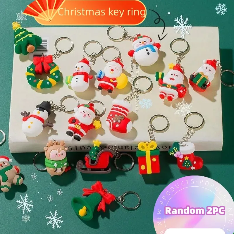 

Aixiangru-Cartoon Santa Claus Keychain, Christmas Tree Keyring, Hanging Pendant, PVC, Soft, Random Style, 2Pcs