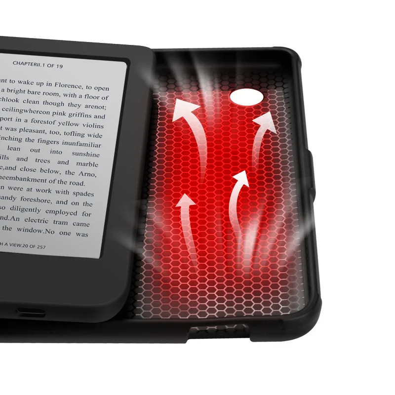 Enhanced Leather Smart Case with Auto Sleep for 6 E-Readers, TPU Back