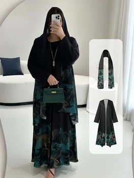 Muslim Saudi traditional women's clothing Middle Eastern spring/autumn new Arrival loose festival party open-front robe Ramadan