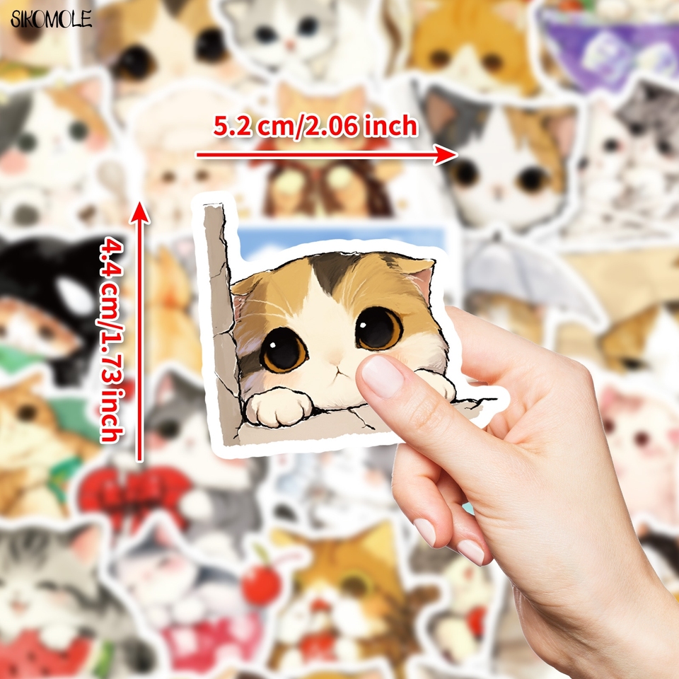 10/30/50PCS Cute Cartoon Anime Cat Stickers Kawaii Animals Aesthetic DIY Kid Travel Luggage Fridge Decal Graffiti Sticker Pack