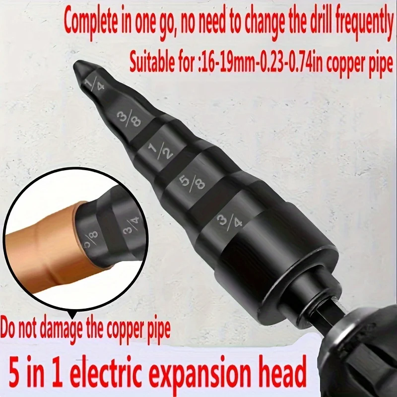 Air Conditioning Copper Pipe Expander 1/4-3/4 and Air Conditioning Copper Pipe Rotating Tool Hex Shank Imperial Tube Reamer