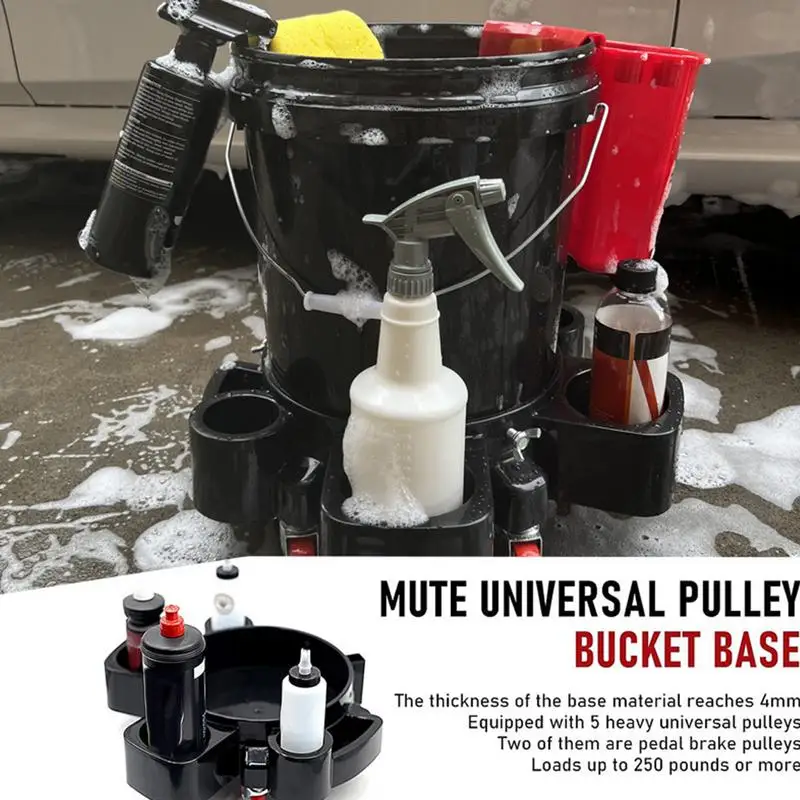 Car Wash Bucket Base Car Wash Cleaning Trolly With 5 Wheels Easy Push Washing Roller Heavy Duty Washing Tools For Detailing
