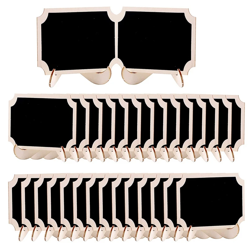 30Pcs Mini Chalkboard Sign Food Labels Party Buffet Wooden Small Chalk Board Signs Rectangle Notch