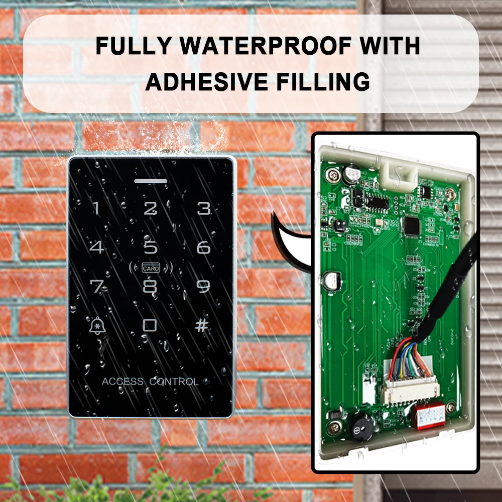 Outdoor Access Control System IP67 Waterproof RFID Keypad NFC Electric Magnetic Lock Strike Locks Touch Door Opener System