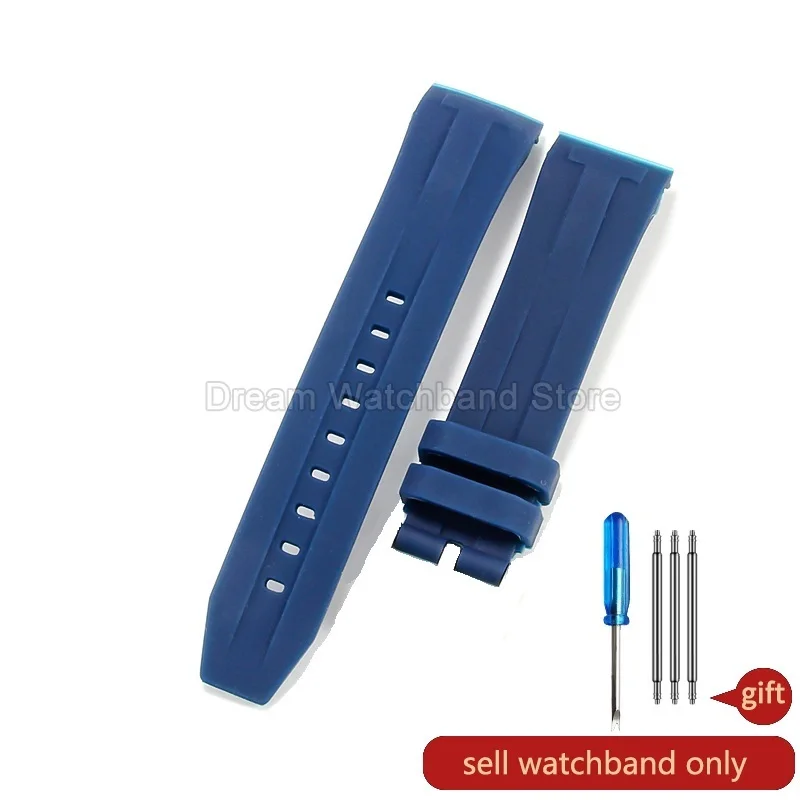 Durable Waterproof Blue Orange Black Silicone Watch Strap - 22mm Anti-Scratch