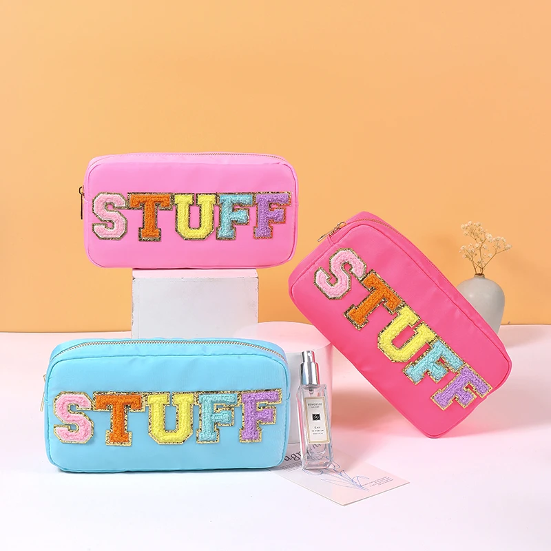 2022 New Clutch Fashion Personalized Makeup Bag Pu Leather Solid Color Embroidered Cosmetic Bag Ladies Travel Storage Bag