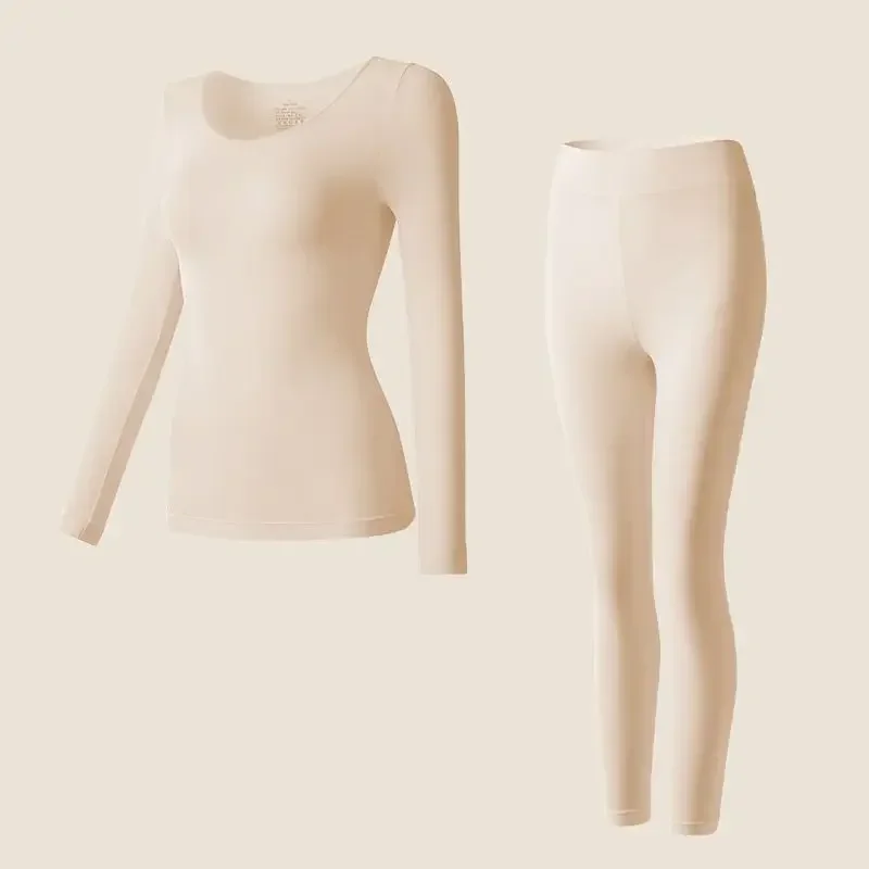 Ultra Thin Seamless Thermal Underwear Set Women Winter Warm Bottoming Tops Long Johns Highly Elastic Thermal Skin L-XL 2Pieces thermal underwear sets