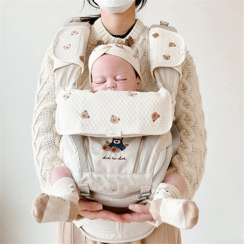 

3Pcs/set Baby Bibs Sucking with Chest Bite Towel Shoulder Waist Stool Accessories Towel Baby Carrier Saliva Towel
