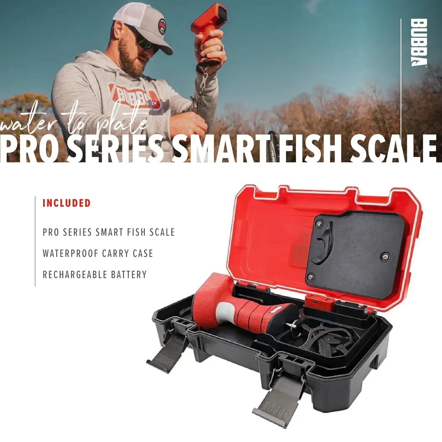 BUBBA Pro Series Smart Fish Scale-Tournament Fishing Tool with Bluetooth & Rechargeable Battery-3 Modes, Digital Color Scree