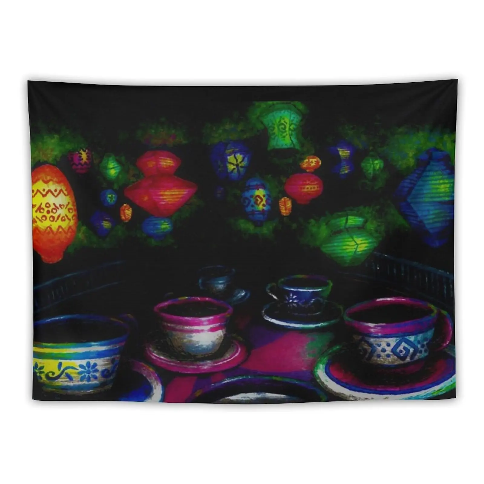 

Mad Hatter Spinning Teacups Tapestry Aesthetic Home Decor Bedrooms Decorations Tapestry