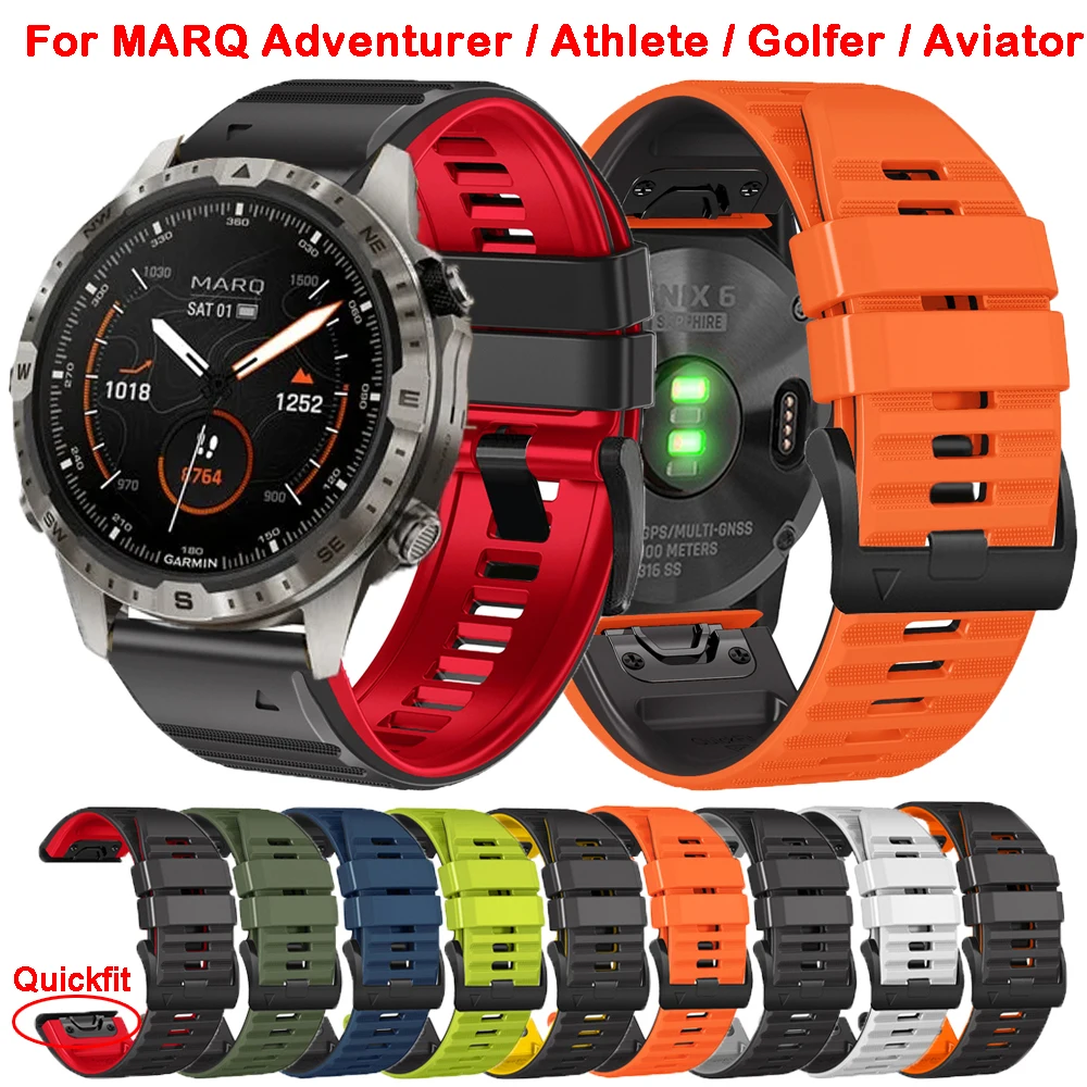 Per Garmin Marq Adventurer Atleta Golfer Captain Aviator Strap Fenix 7 7X 6 6X Quickfit 22Mm 26Mm Cinturino In Silicone