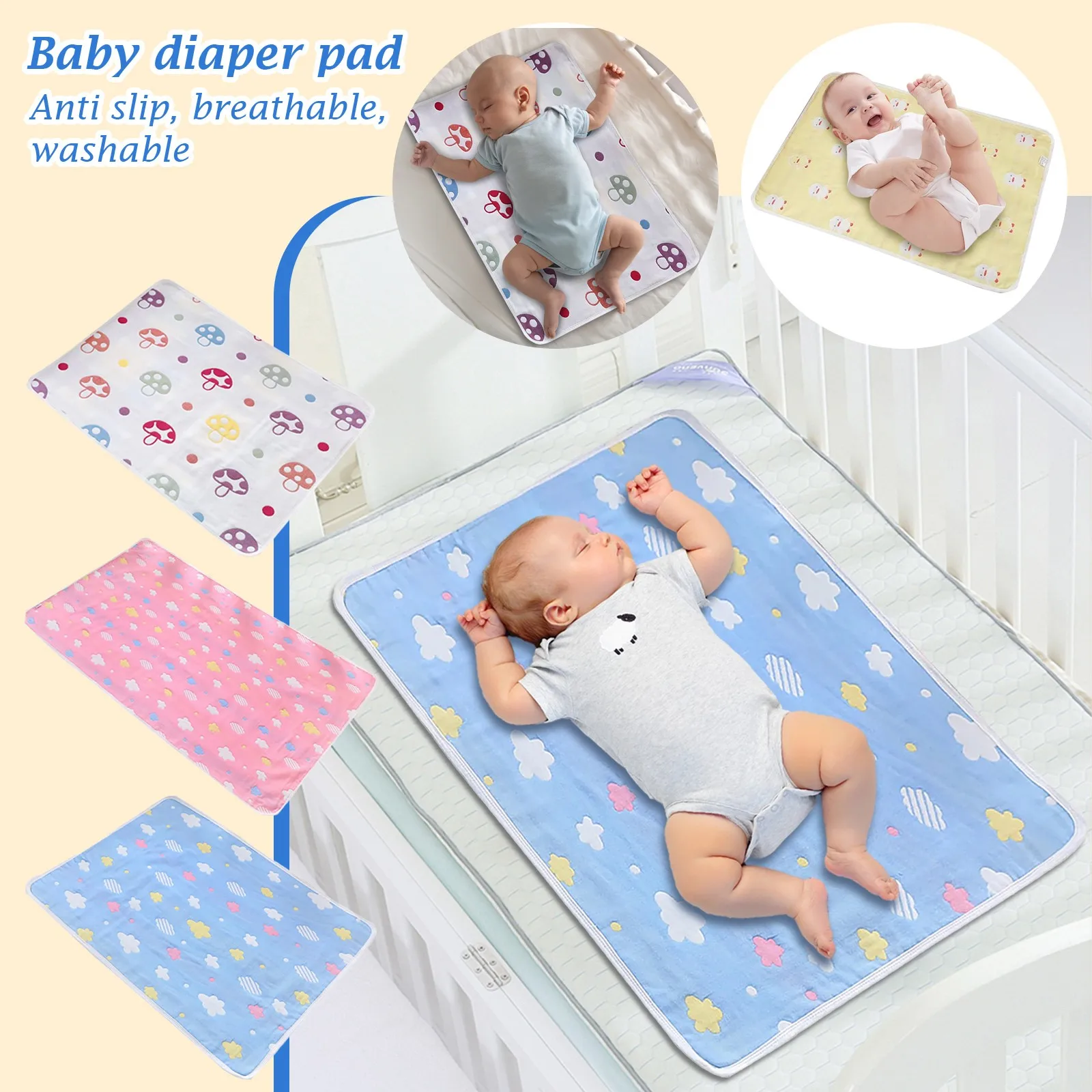 Portable Diaper Changing Pad Waterproof Foldable Washable Baby Changing Mat Travel Mat Play Stroller Crib Car Mattress