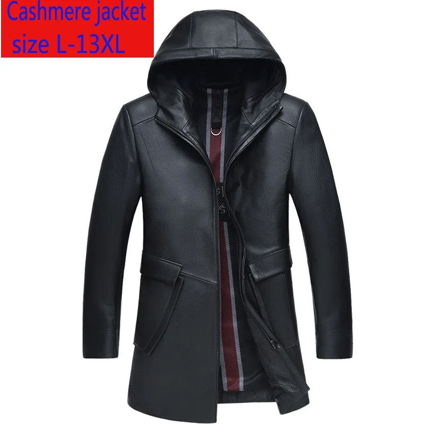 

Autumn New High Quality Luxury Men Winter Fashion Leather Coat Hooded Sheepskin Windbreaker Casual Plus Size L-10XL 11XL