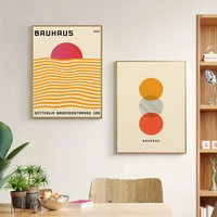 Abstract Orange Bauhaus Geometric Poster Pop Art Sunrise & Bicycle Wall Art Prints for Modern Living Room Dormitory Home Decor 3