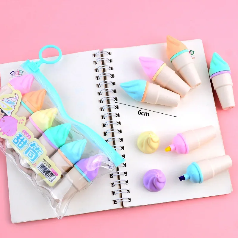 Highlighters School Office Stationery Students Drawing Supplies Mini Paint Marker Pen 6Pcs/Lot Cartoon Cat highlighter marker highlighter pen art marker marker pen