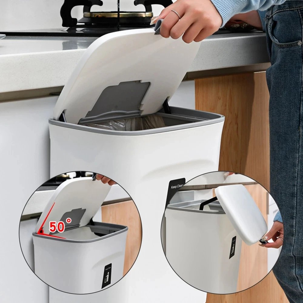 Kitchen Bathroom Toilet Waste Storage with Inner Barrel Wall Mounted Trashcan Cabinet Door Hanging Trash Can trash can