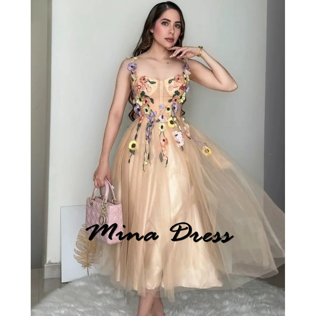 

Mina-2024- Embroidered 3D evening dress with sheer, sweet, wedding dress for formal occasions