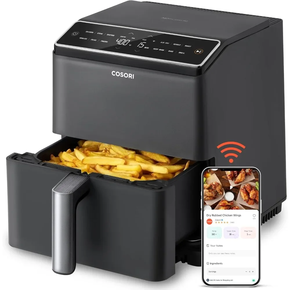 Air Fryer 12-in-1 Dual Blaze 360&deg; Crispy Meals No Shaking Preheating Fast Cooking Bake Roast Broi