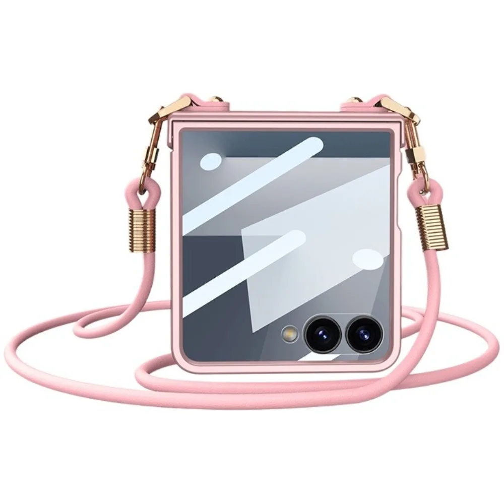 Crossbody Lanyard Strap Phone Case with Built-in Screen Protector - Sturdy Hard Shell Cover