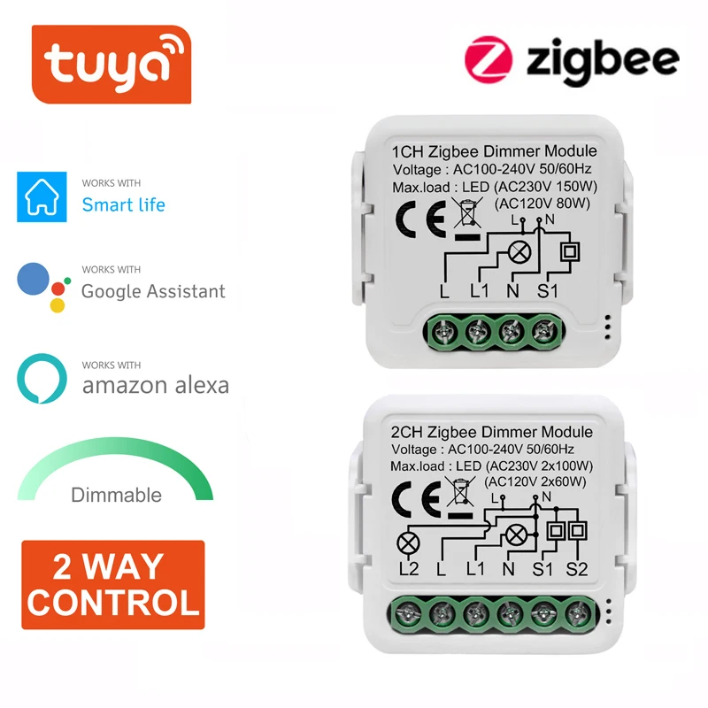 Tuya Zigbee Smart Dimmer Switch Module Supports 2 Way Control Dimmable