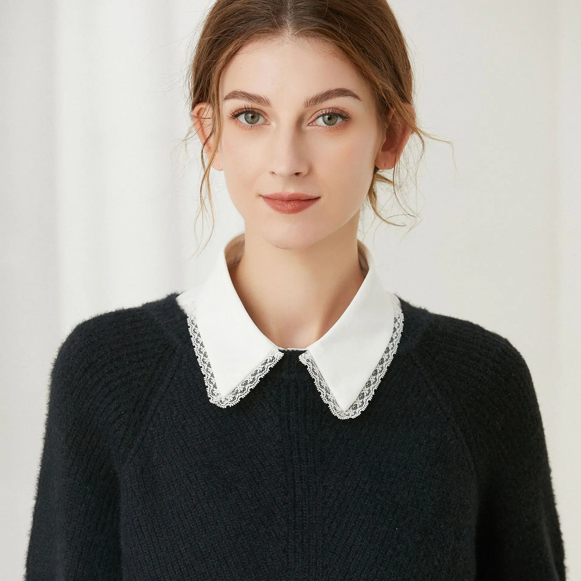 Chiffon White Fake Collar for Women Blouse Sweater Lapel Detachable