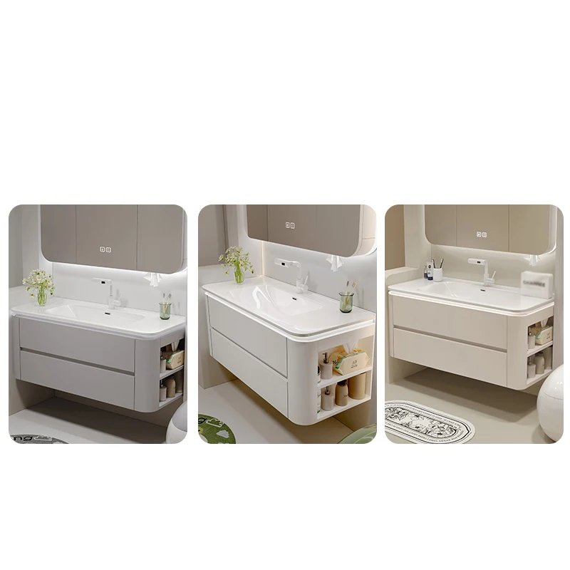 Bathroom Cabinet With Mirror Sink Vanity Plywood Slab Basin Floor-standing For Countertop High Quality Bathroom Cabinet