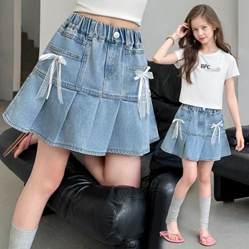 Girls Denim Pleated Skirt 1