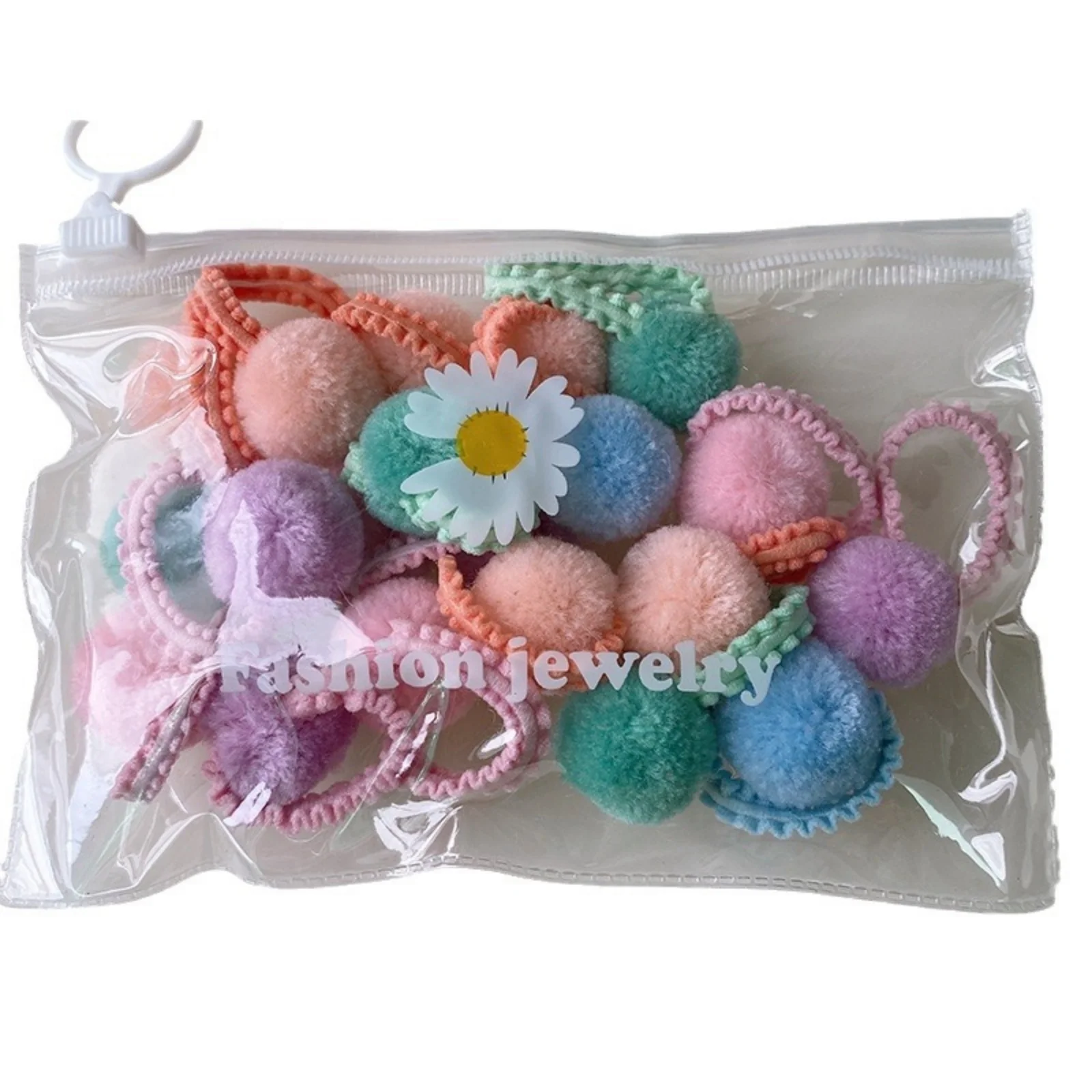 20Pcs Colorful Pom - Pom Hair Ties, Adorable Hair Bands for Little Girls, Cute Hair Accessories