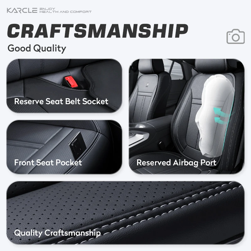 PU Leather Car Seat Covers Full Set 360&deg;Surrounded Adjustable Waterproof Front Back Seat Pad