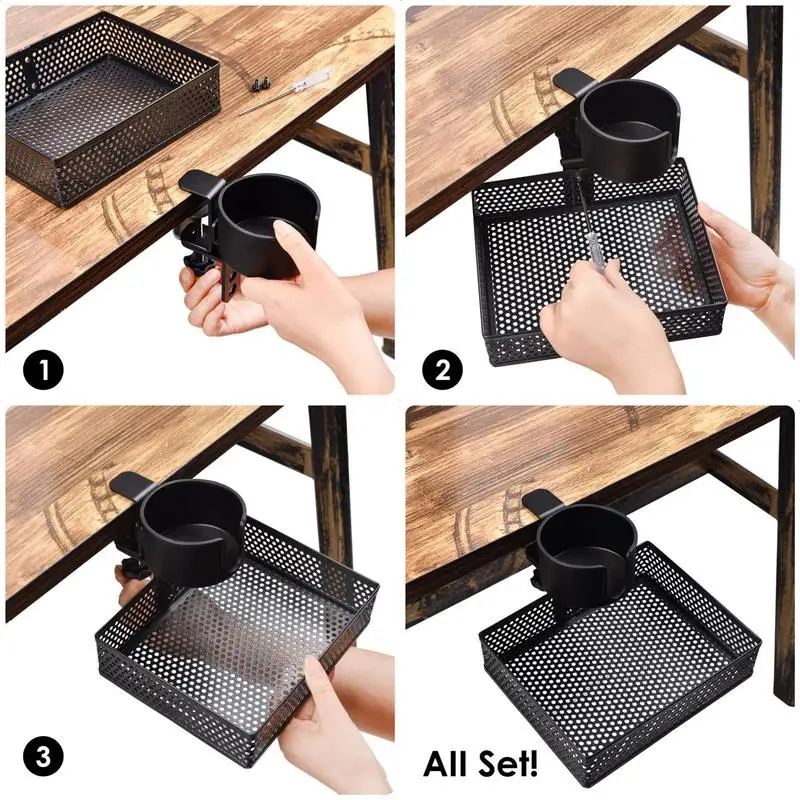 360° Mesh Desk Organizer Clamp-on Swivel Pencil Drawer Desk Hidden Desk  Organizer Extra Sturdy C-Clamp Home Office Storage Box - AliExpress