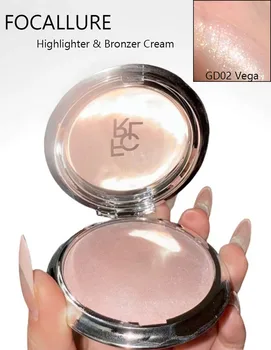 FOCALLURE Highlighter & Bronzer Cream Monochrome High-Gloss Glitter Long-Lasting Natural Matte Concealing Contouring Make Up
