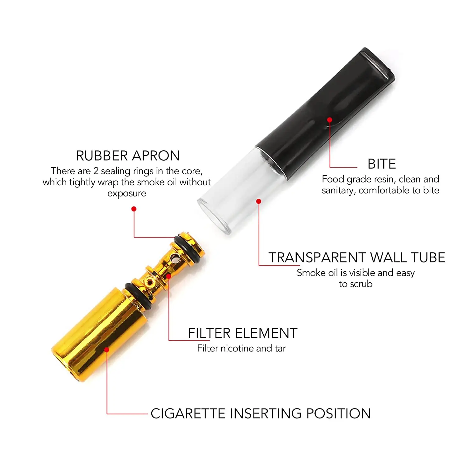 5pcs Filter Cigarette Holder Microporous Filtration Portable Reusable Smoke Tar Filter Cigarette