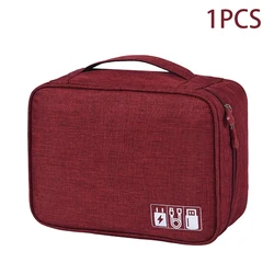 Portable Waterproof Digital Accessories Organizer Bag - 2Layer(28x9x21cm) (Red)
