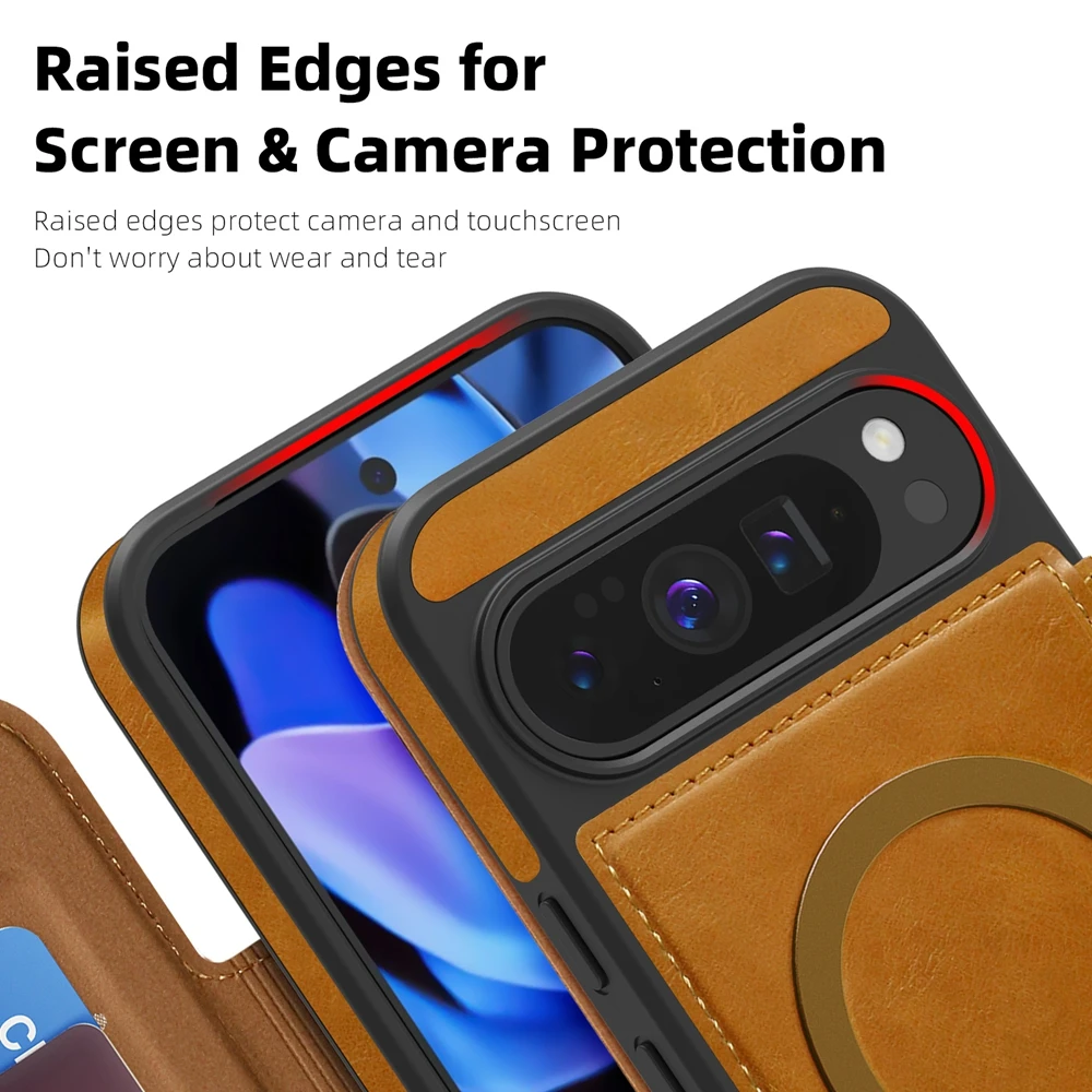 Magnetic Leather Flip Case with Card Slot and Magsafe Compatibility
