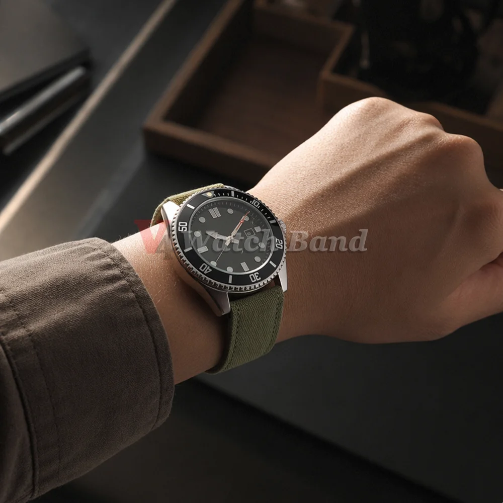 Sport Nylon Canvas Strap with Folding Buckle - One Piece Bracelet Design